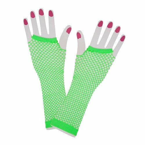 Wicked 80's Net Gloves Neon Green Long 1 Wicked 80's Net Gloves Neon Green Long