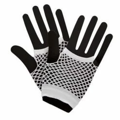 Wicked 1980's & 90's 80's Net Gloves, White