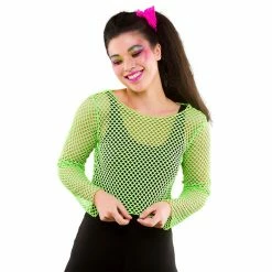 Wicked 1980's & 90's 80's Fishnet Top, Neon Green