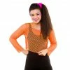 Wicked 1980's & 90's 80's Fishnet Top, Neon Orange