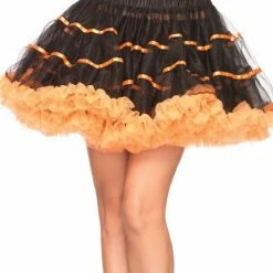 Leg Avenue Tu Tu's Layered Satin Petticoat, Black & Orange