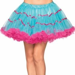 Leg Avenue Tu Tu's Layered Satin Petticoat, Turquoise & Pink