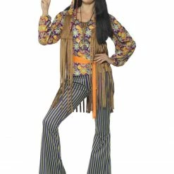 Smiffys Female Costumes 60's Hippie Singer Costume, Multi Coloured