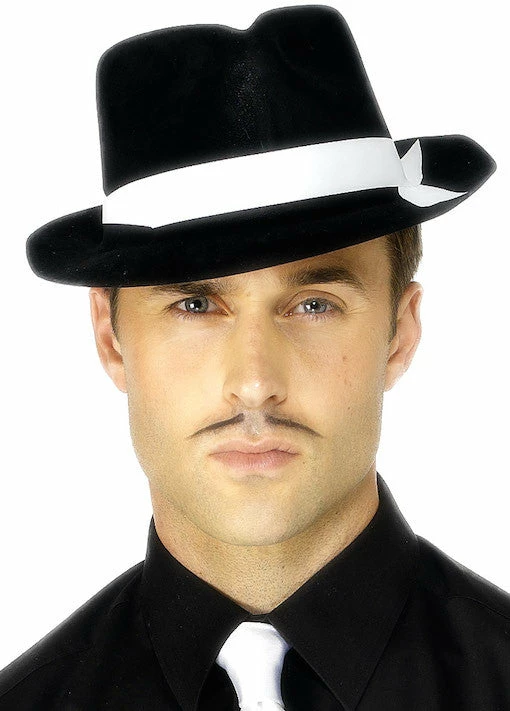 Smiffys Al Capone, Flocked Hat 1920's & 30's 1 Smiffys Al Capone, Flocked Hat 1920's & 30's