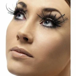 Smiffys Fever, Eyelashes, Black With Feather Plumes