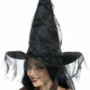 Smiffys Witch Hat With Netting Halloween Hats