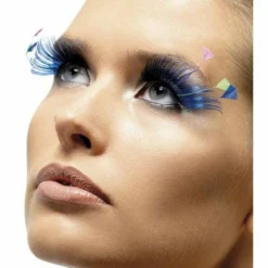 Smiffys Fever, Eyelashes, Blue With Feather Plumes