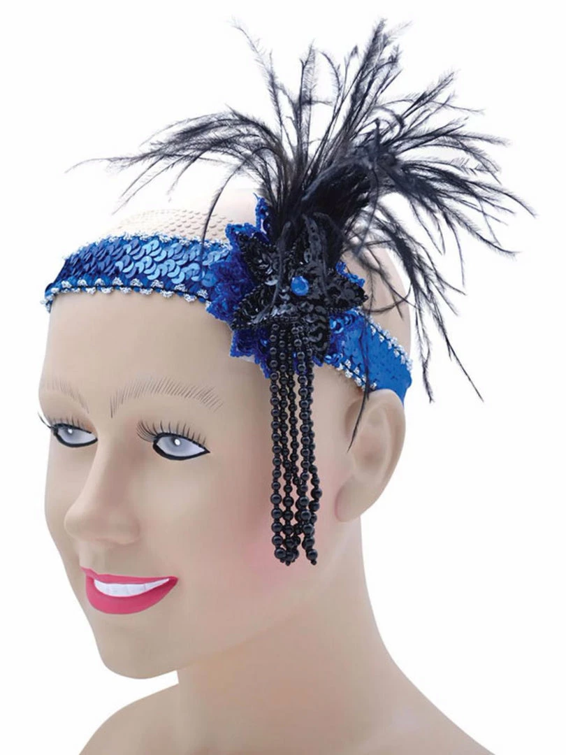 Bristol 1920's & 30's Flapper Headband, Blue 1 Bristol 1920's & 30's Flapper Headband, Blue