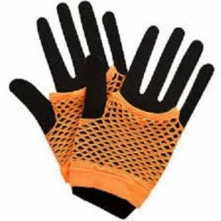 Wicked 80's Net Gloves, Neon Orange