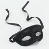 Bristol Masquerade Eye Mask Ribbon Tie, Black
