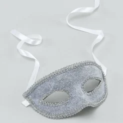 Bristol Eye Mask Ribbon Tie, Silver