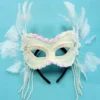Bristol White Feathered Mask Masquerade
