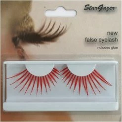 Star Gazer Eyelashes Feather, Red With Diamante