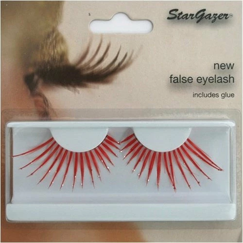 Star Gazer Eyelashes Feather, Red With Diamante 1 Star Gazer Eyelashes Feather, Red With Diamante
