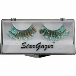Star Gazer Eyelashes, Turquoise & Gold Hologram Foil