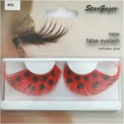 Star Gazer Eyelashes Feathered, Red With Black Spots