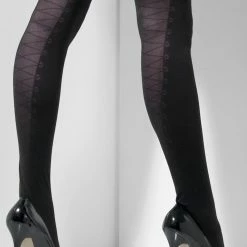 Smiffys Hoisery Opaque Hold Ups, Lace Detail
