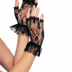 Leg Avenue Lace Ruffle Gloves, Black