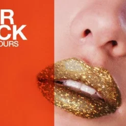 Star Gazer Glitter Lipstick, Red Lips & Nails