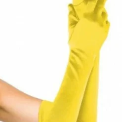 Leg Avenue Extra Long Satin Gloves, Yellow