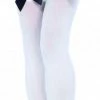 Leg Avenue Nylon Thigh Highs, White With Black Bows Hoisery