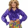 Smiffys Ruffle Shirt, Purple Female Costumes