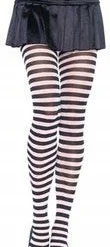 Leg Avenue Nylon Tights, Striped Black And White
