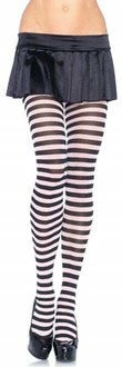 Leg Avenue Nylon Tights, Striped Black And White