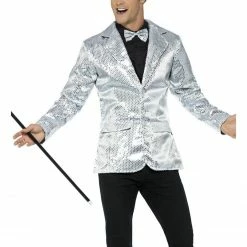 Smiffys Male Costumes Sequin Jacket, Silver
