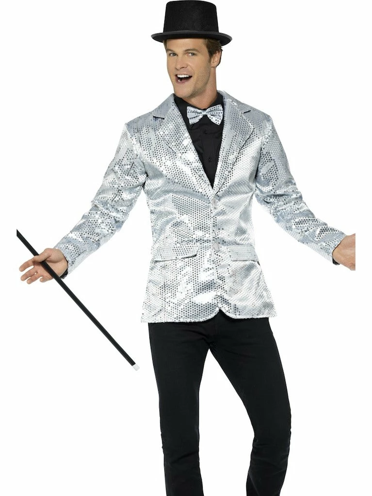 Smiffys Male Costumes Sequin Jacket, Silver 1 Smiffys Male Costumes Sequin Jacket, Silver