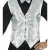 Smiffys Sequin Waistcoat, Silver Male Costumes