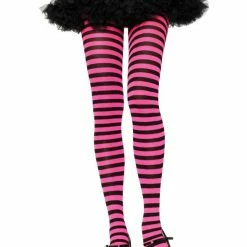 Leg Avenue Nylon Tights, Black And Pink