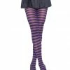 Leg Avenue Halloween Hosiery Nylon Tights, Black And Purple