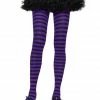 Leg Avenue Nylon Tights, Striped Black And Blue Halloween Hosiery