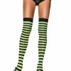 Leg Avenue Nylon Thigh Highs, Black And Kelly Green