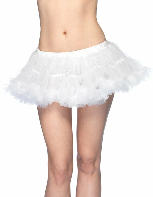 Leg Avenue Pleated Satin Trim Petticoat White 1 Leg Avenue Pleated Satin Trim Petticoat White