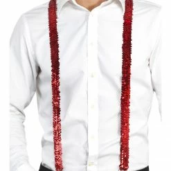 Smiffys Clown & Circus Sequin Braces, Red