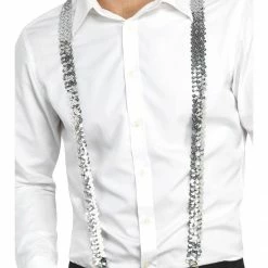 Smiffys Sequin Braces, Silver