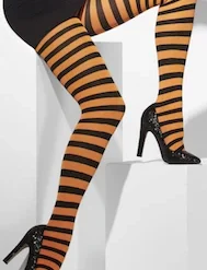 Smiffys Tights, Orange-Black