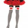 Leg Avenue Nylon Stocking, Black And White With Heart
