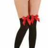 Wicked Thigh Highs With Bow, Black-Red Hoisery
