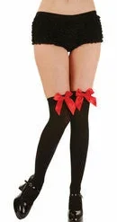 Wicked Thigh Highs With Bow, Black-Red Hoisery