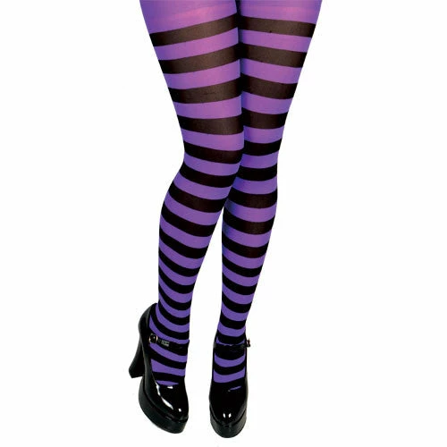 Vendor-unknown Hoisery Tights, Striped, Purple-Black 1 Vendor-unknown Hoisery Tights, Striped, Purple-Black