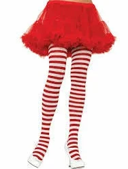 Leg Avenue Plus Size Stripe Tights, White And Red Halloween Hosiery